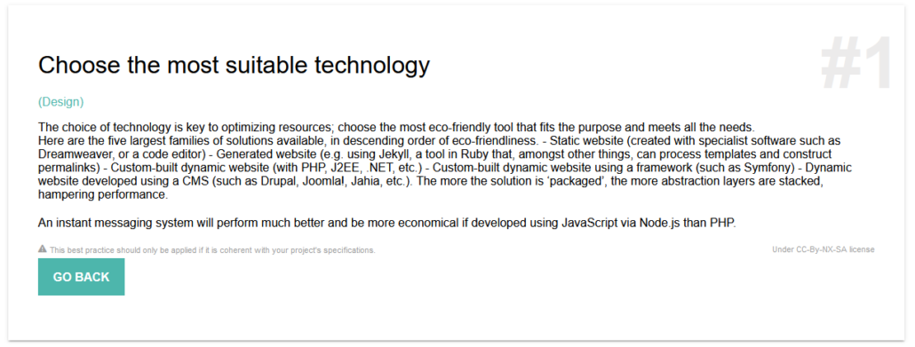 Détail d'une fiche bonne pratique présentée sur le site Ecometer